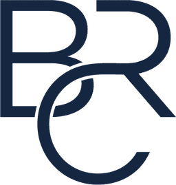 Logo azul BRC Advogados.